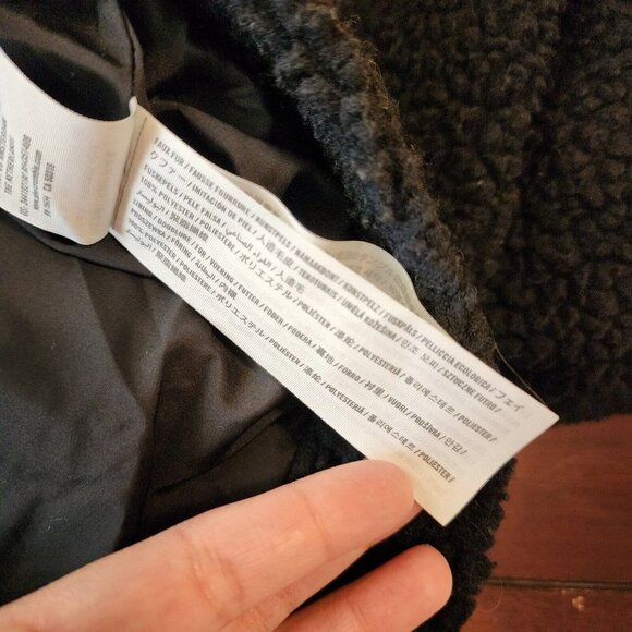 Hollister Black Sherpa Fuzzy Button Down Collared Trucker Jacket Womens S - Picture 10 of 12